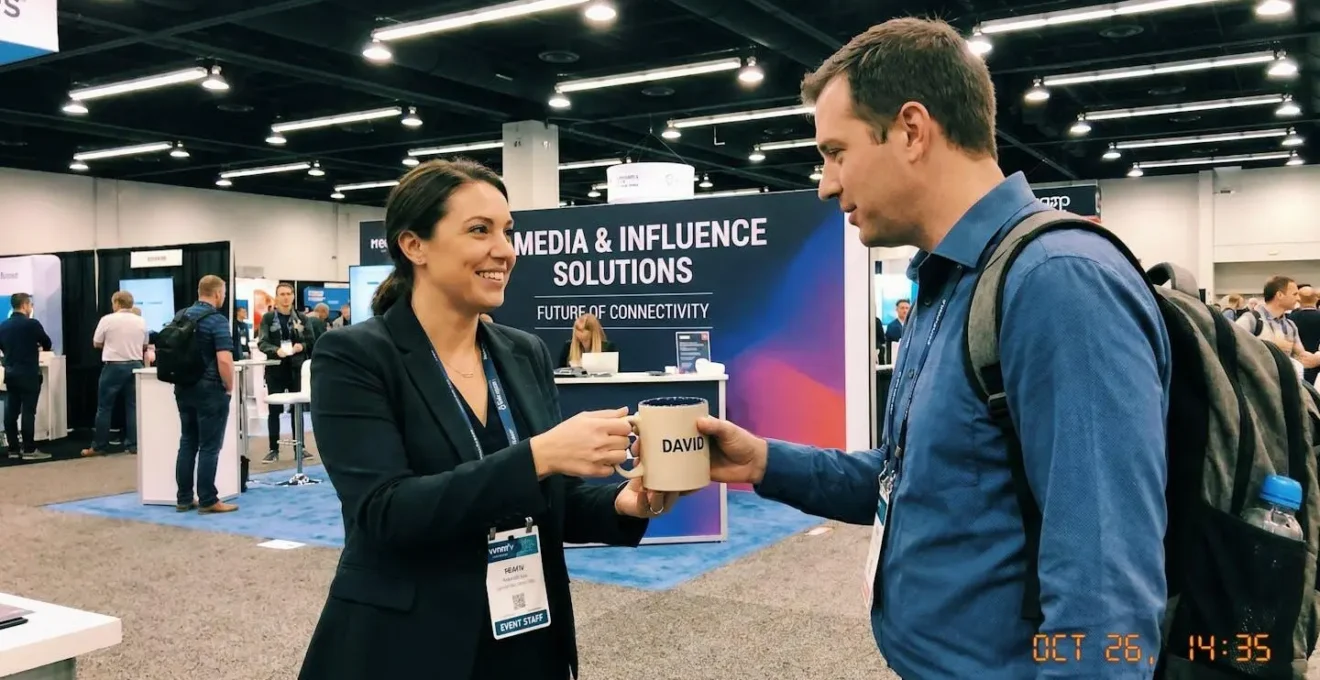 Distribution de mugs publicitaires personnalisés lors d